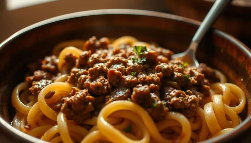 ground beef and noodles recipe